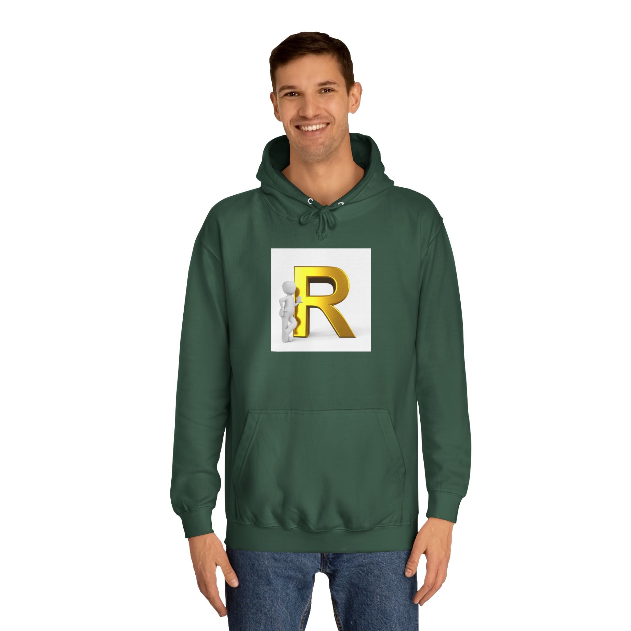 Gold Letter R Hoodie | 3D Character Leaning on R