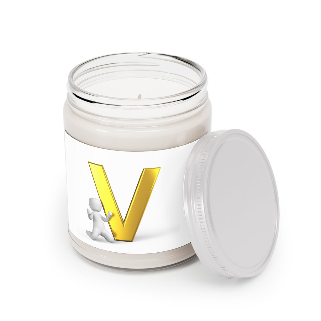 Gold Letter V Monogram Candle Soy Jar | 9oz