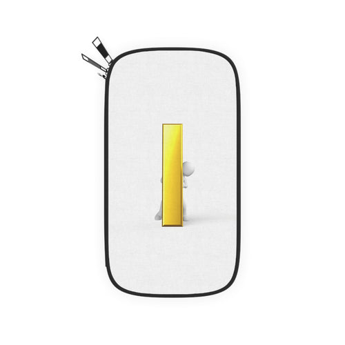 3D Character Holding Gold Letter i Passport Wallet | Minimal Luxury Travel Accessory