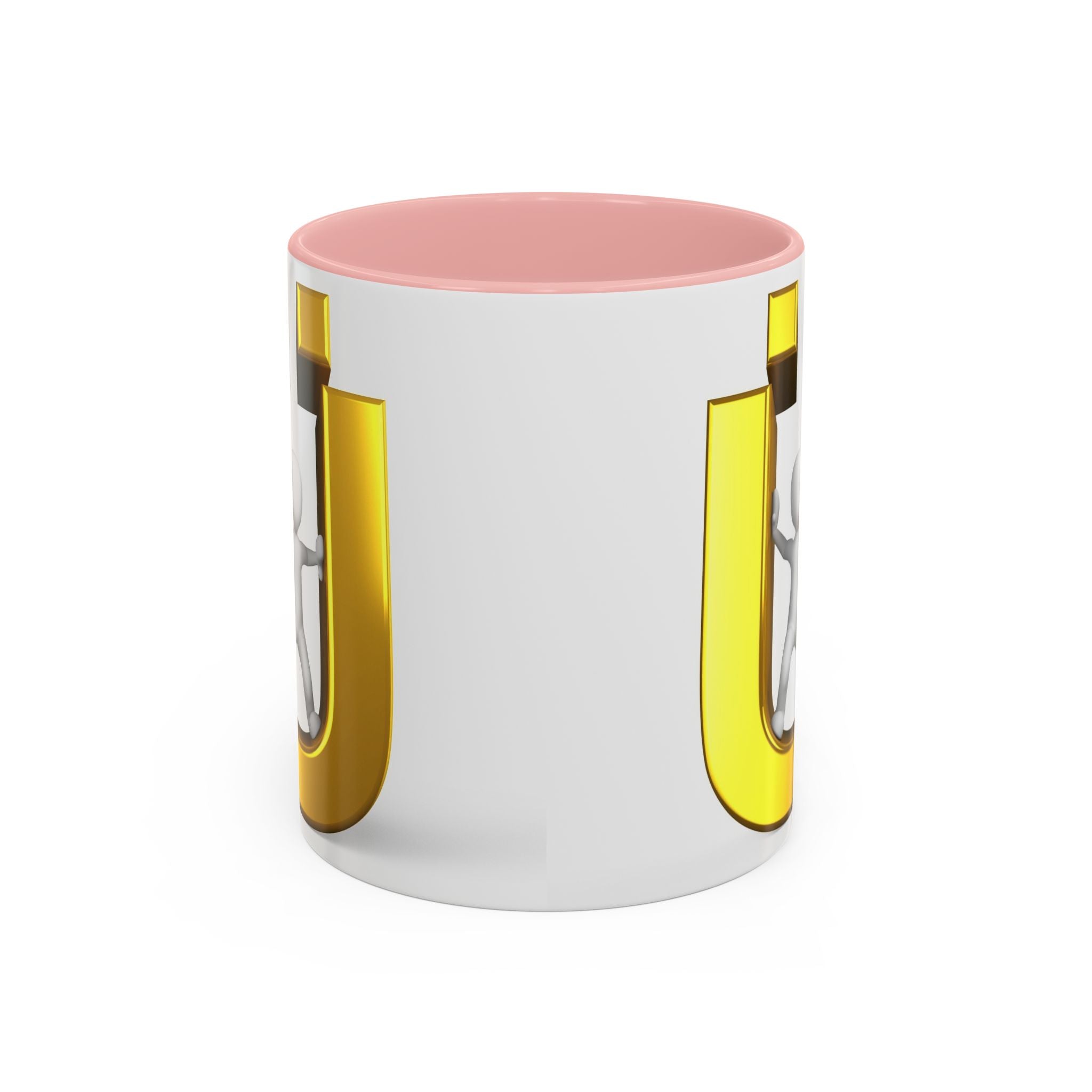 Tasse à café 3D « Lettre Ü dorée avec figurine stylisée » | Mug à anse de couleur
