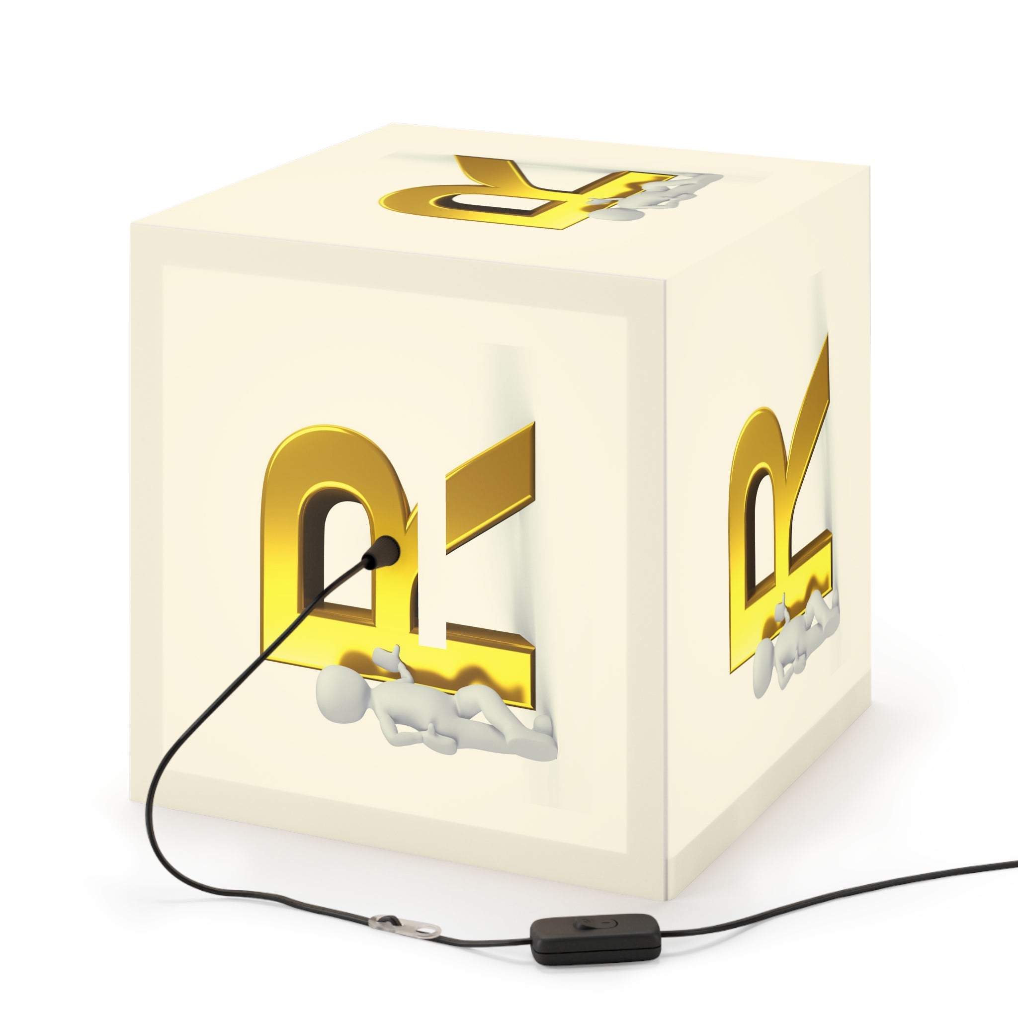 Gold Letter R Cube Lamp | Personalized Initial Light Cube