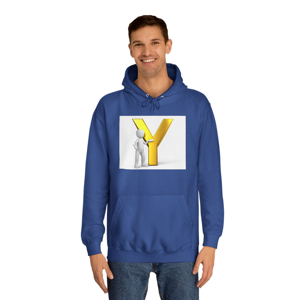 3D Gold Letter Y with Figure Hoodie | Initial Monogram Sweatshirt