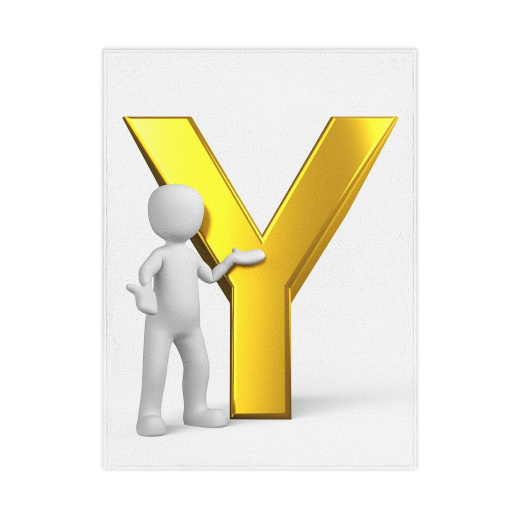 Gold Letter Y Character Toddler Blanket | Alphabet Initial Nursery