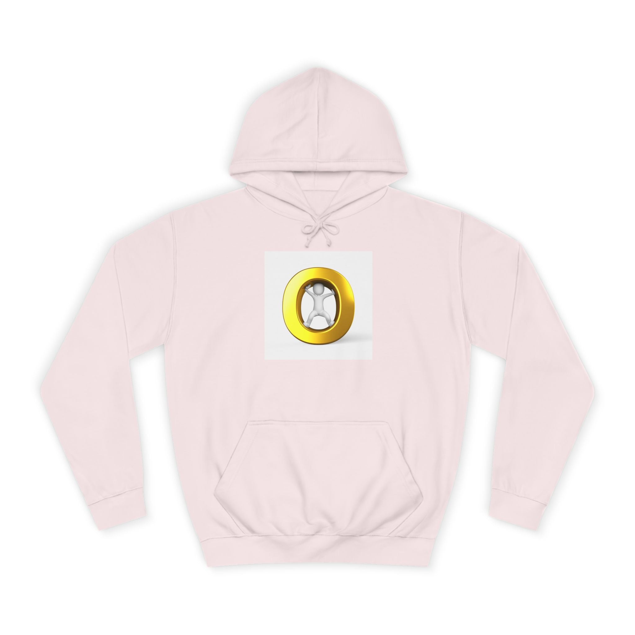 Gold Letter O with Abstract Figure Hoodie | Minimal Graphic Sweatshirt