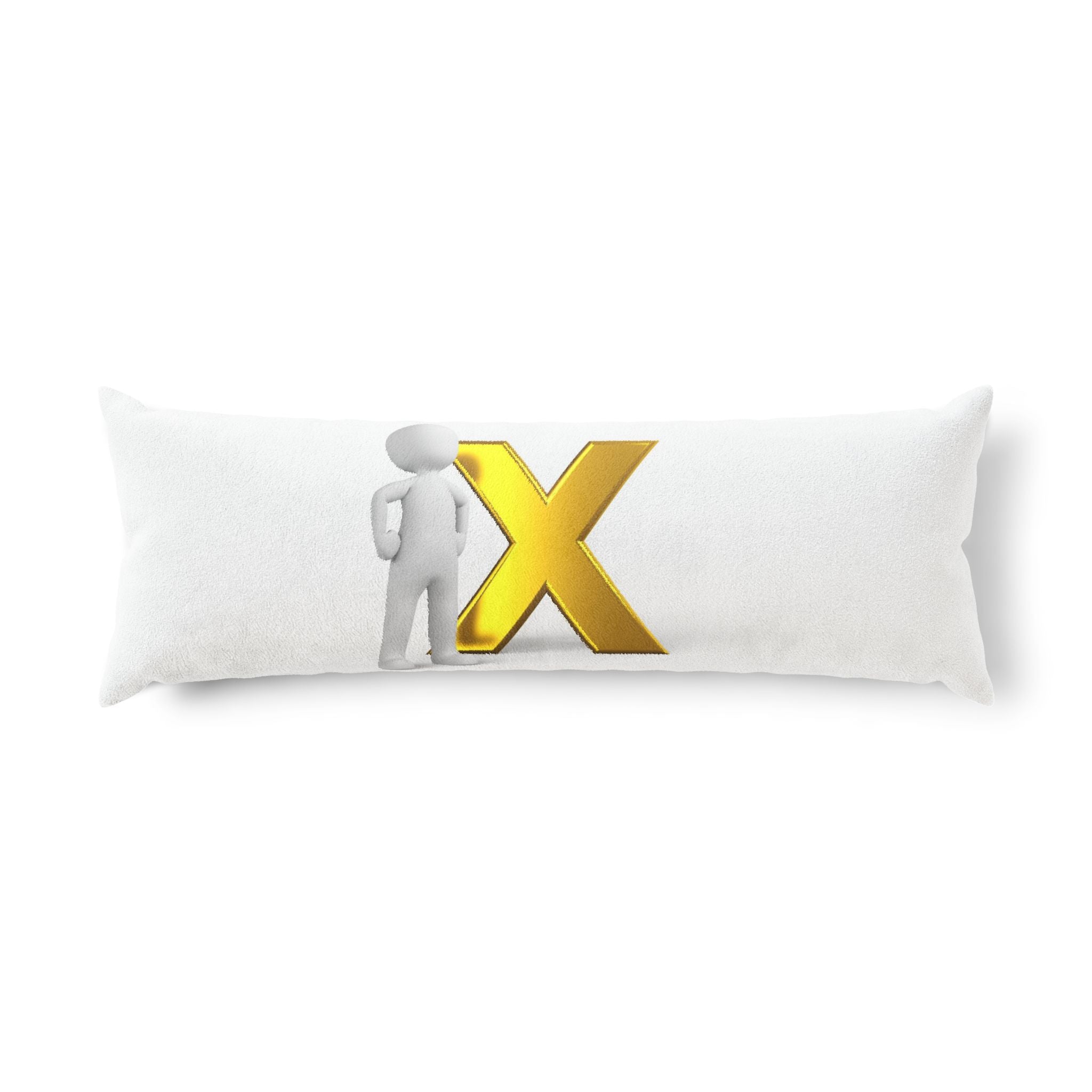 3D Character with Gold X Body Pillow | Letter X Decorative Pillow