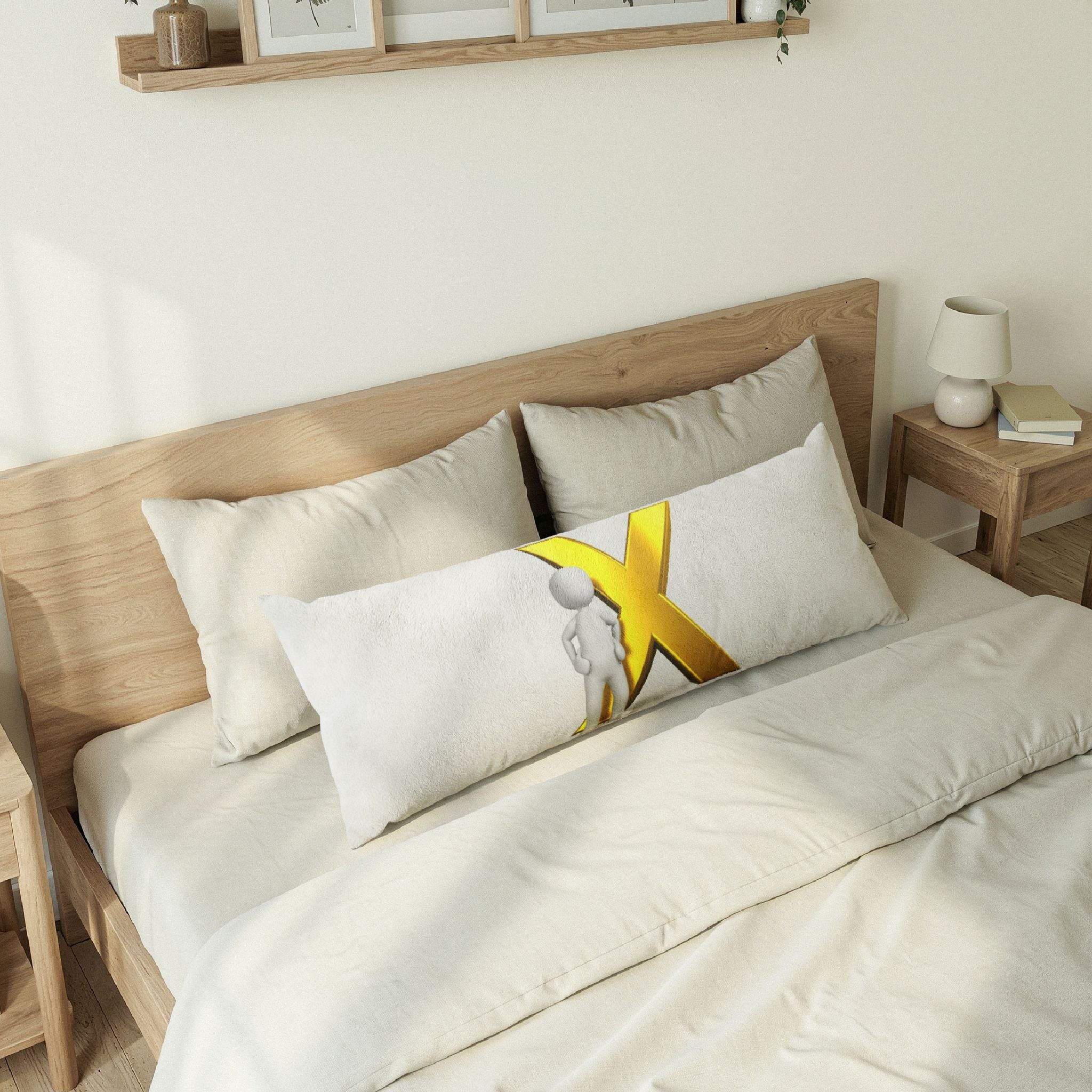Stick Figure Standing by Gold X Body Pillow | Minimal Typography Body Pillow