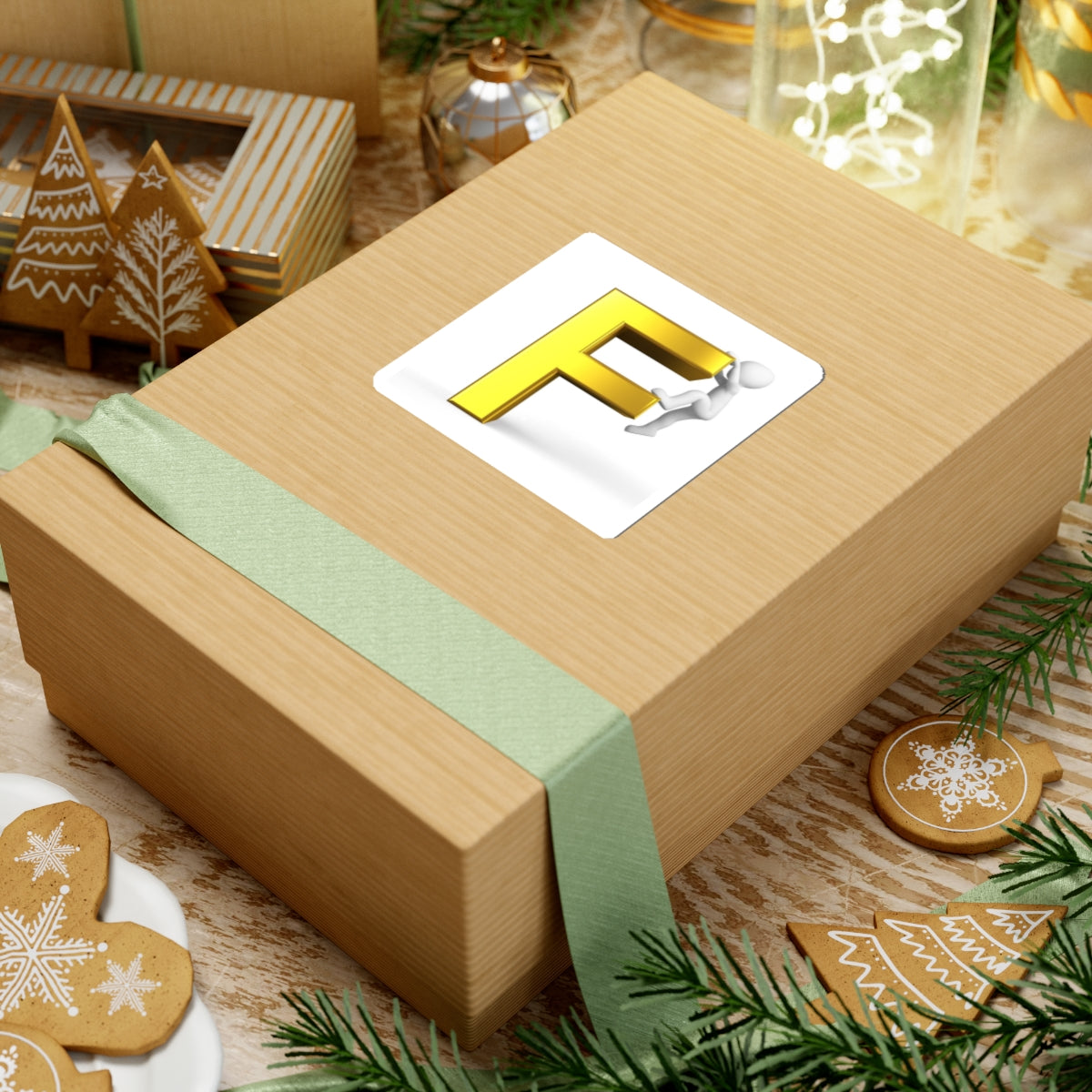Gold Letter F Climber Sticker | Kiss-Cut Sticker