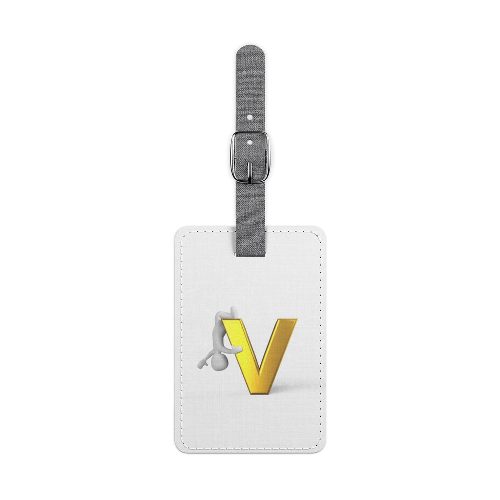 Gold V Letter Logo Luggage Tag | Saffiano Polyester Rectangle