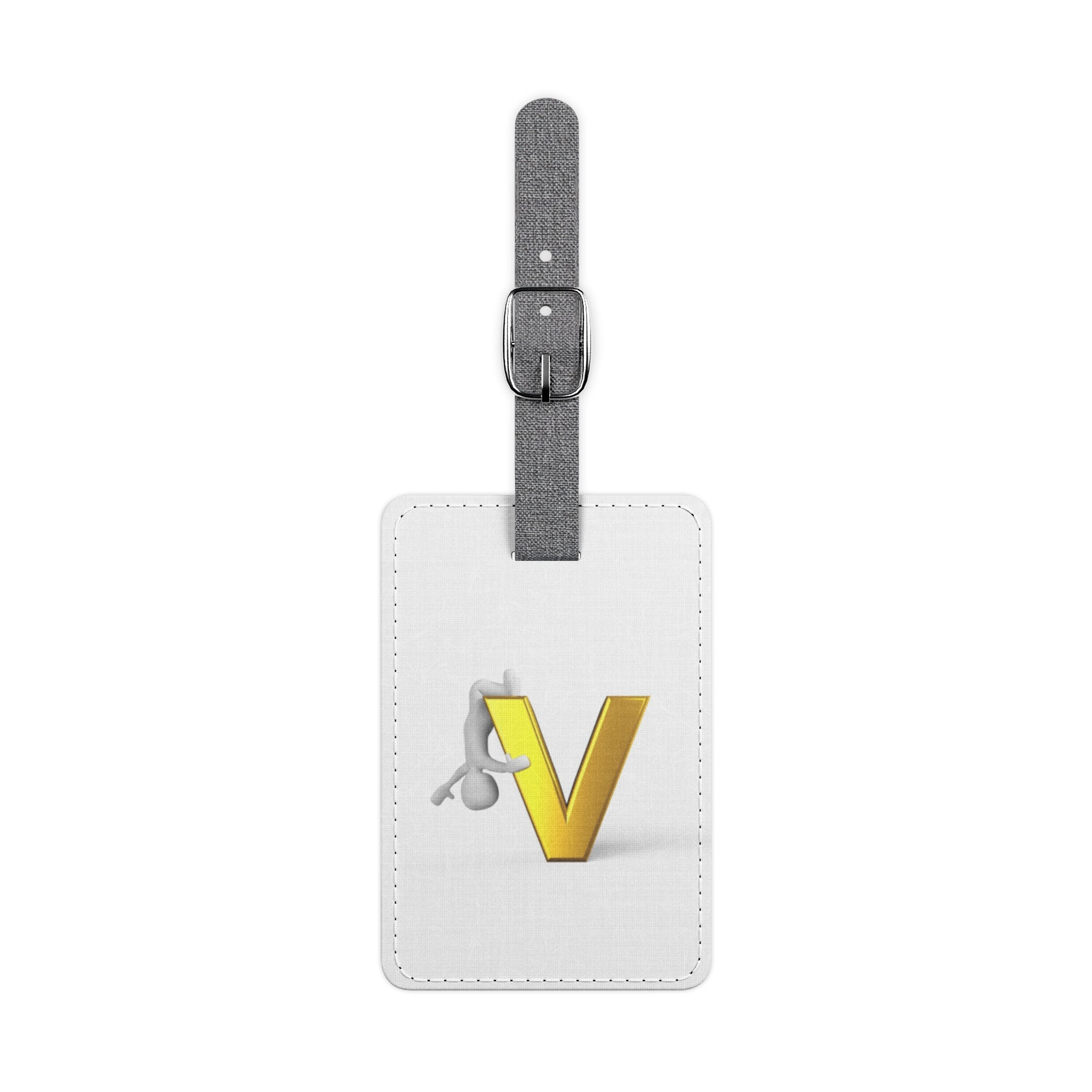 Gold V Letter Logo Luggage Tag | Saffiano Polyester Rectangle