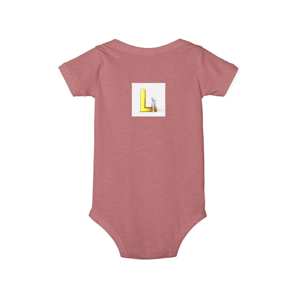 Yellow Block Letter L with Little Lamb Infant Onesie