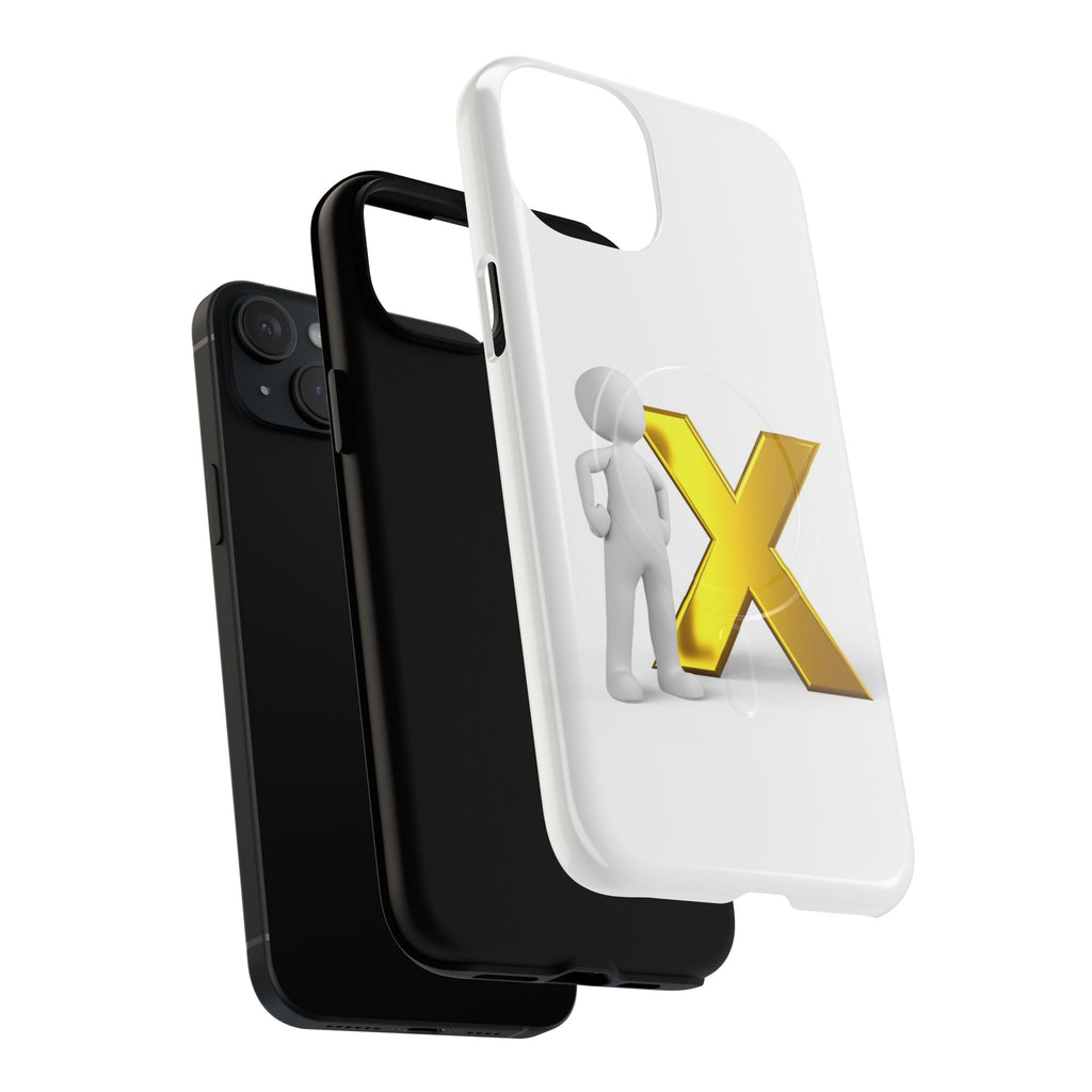 Gold X with 3D Figure iPhone Case | Tough Magnetic Case