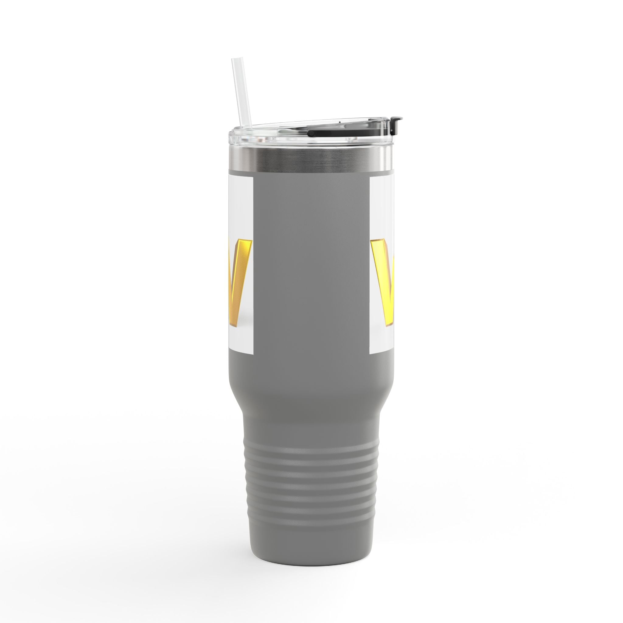 3D Gold Letter W with Figure Travel Mug | Insulated 40oz Tumbler