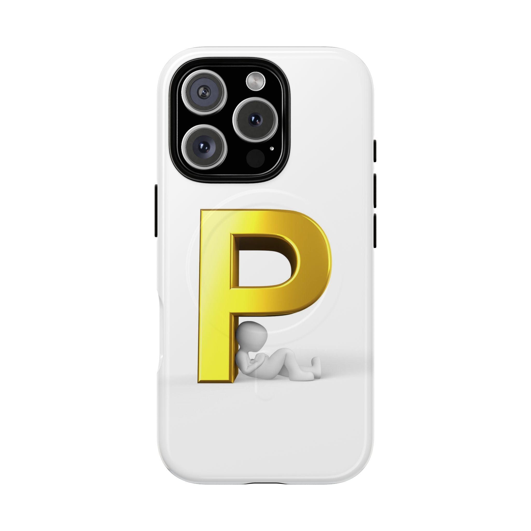 Coque de Téléphone Monogramme Lettre P Dorée | Coque Magnétique Robuste