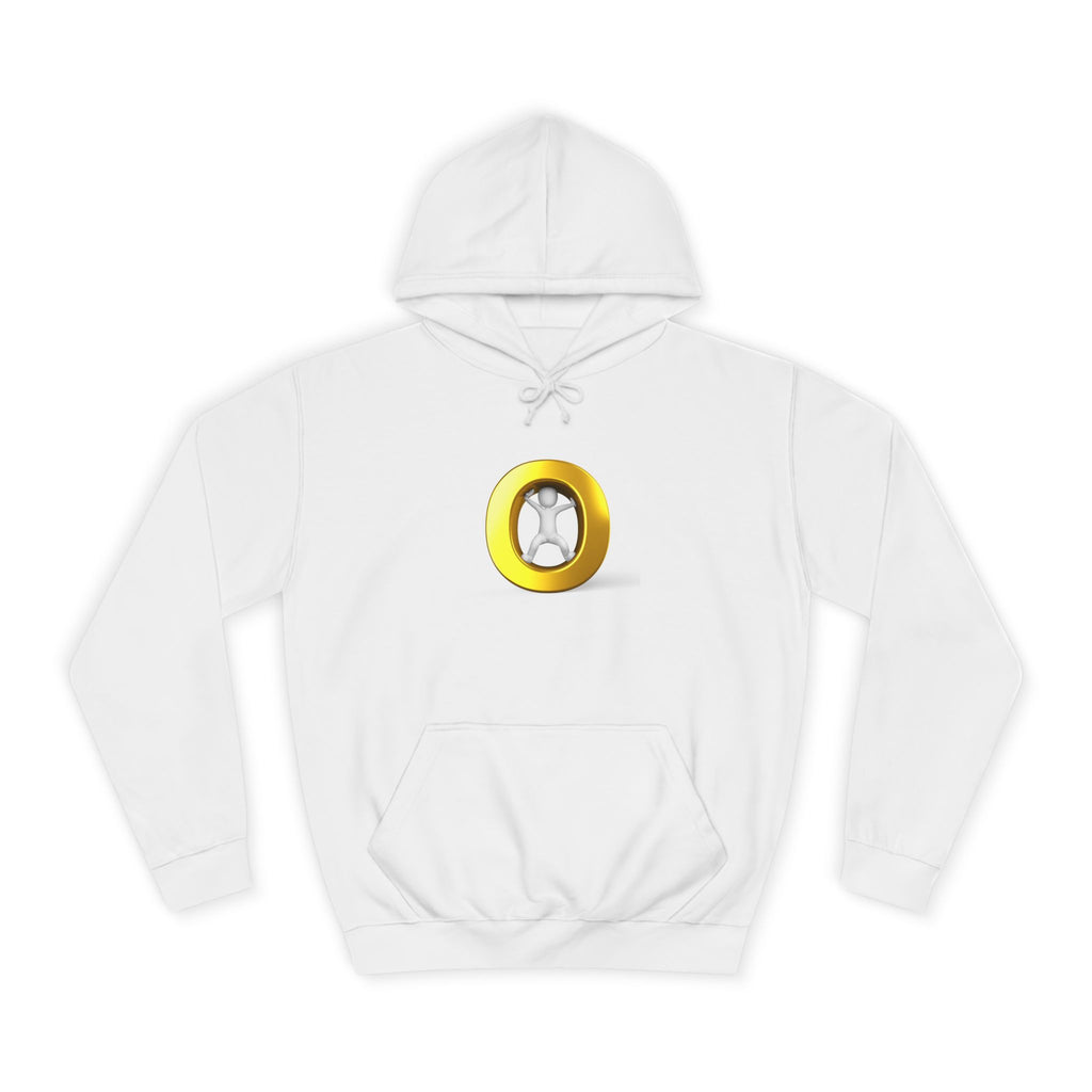 Gold Letter O with Abstract Figure Hoodie | Minimal Graphic Sweatshirt