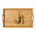 Letter J Engraved Bamboo Serving Tray | Monogram Initial Tray