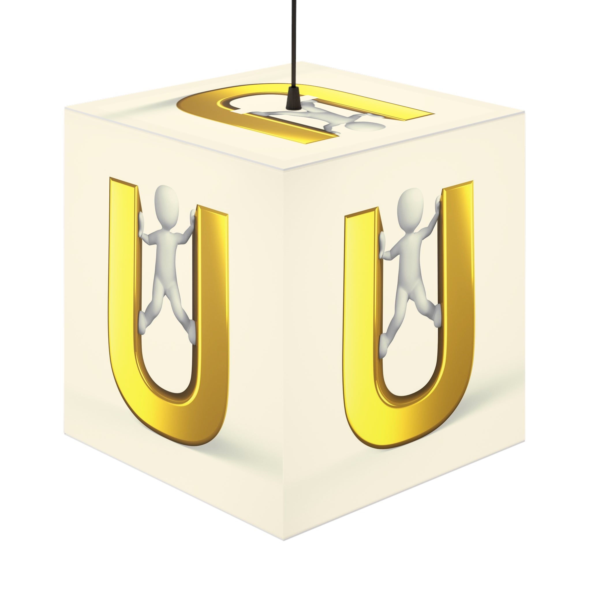 3D Gold Letter U Cube Lamp | Letter U Light Cube