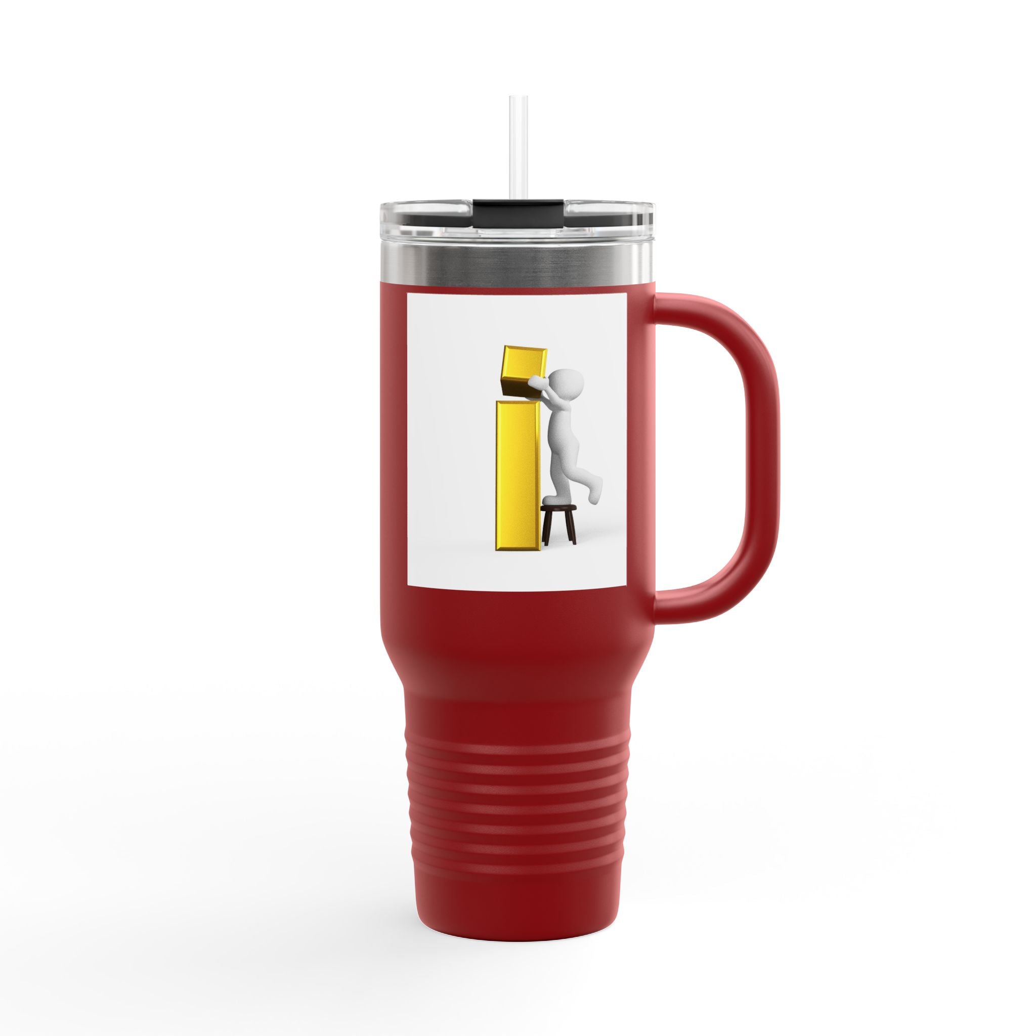 3D Figure building Yellow Letter i Travel Mug | 40oz Insulated Tumbler