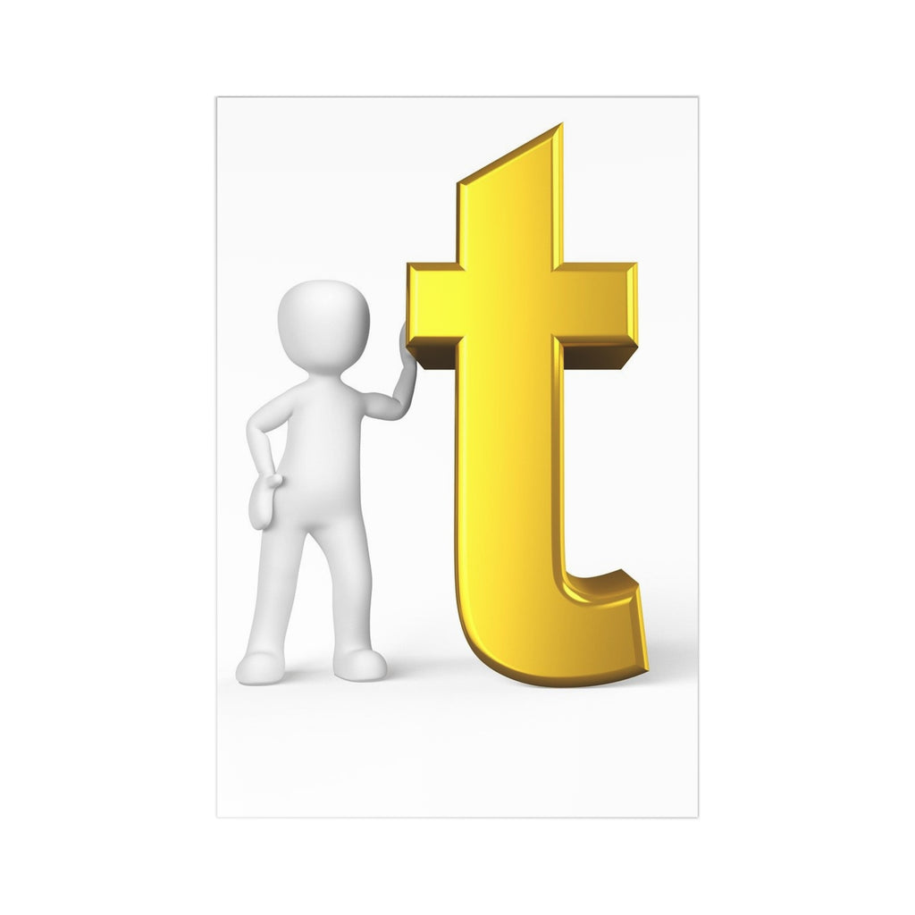 3D Gold Letter T with Figure Postcards | 7 pcs