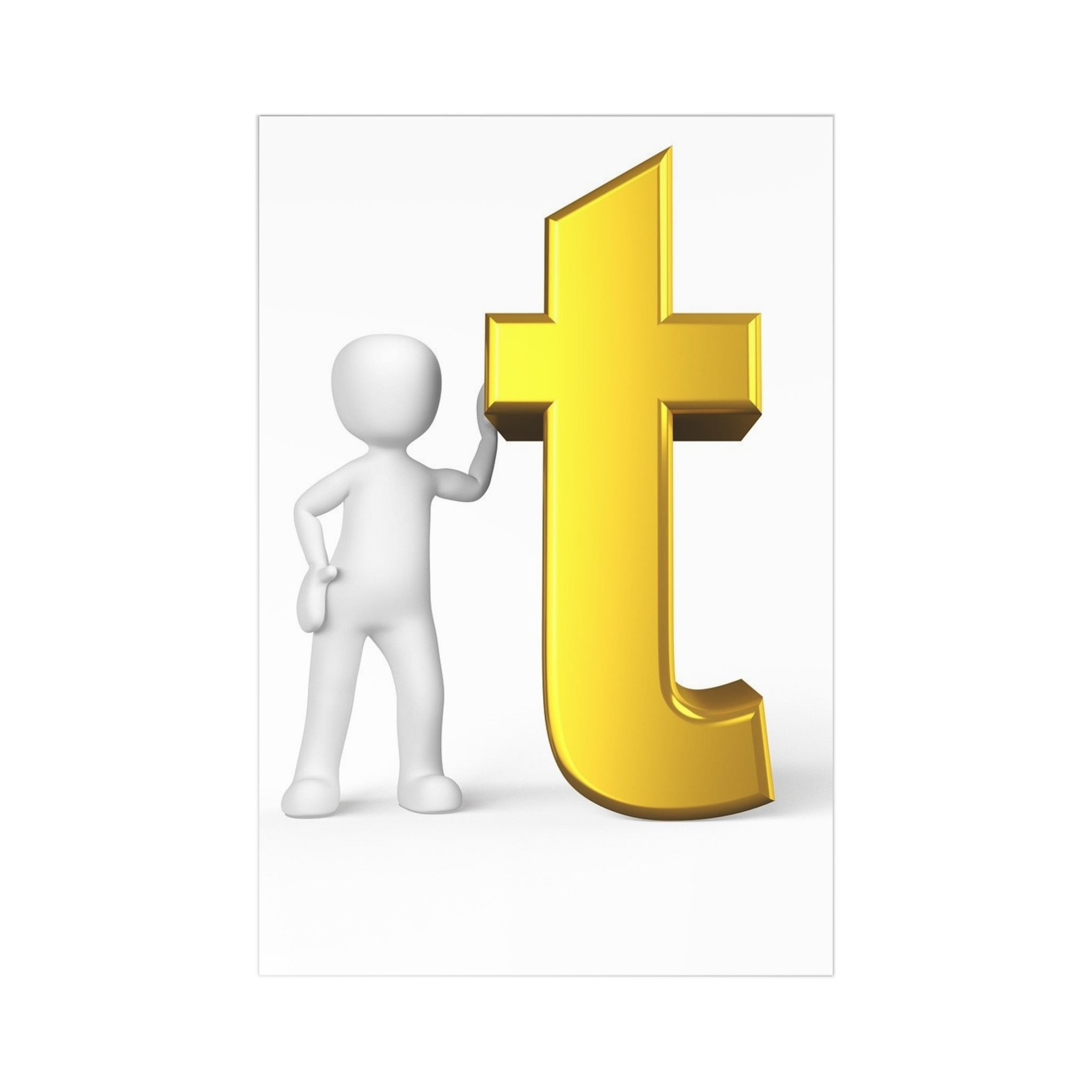 3D Gold Letter T with Figure Postcards | 7 pcs