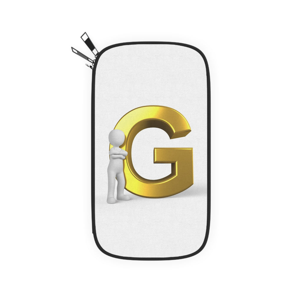 3D Gold Letter G with Figure Passport Wallet | Monogram Travel Pouch