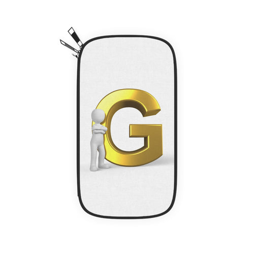 Portefeuille passeport 3D Lettre G dorée avec personnage | Pochette de voyage monogrammée