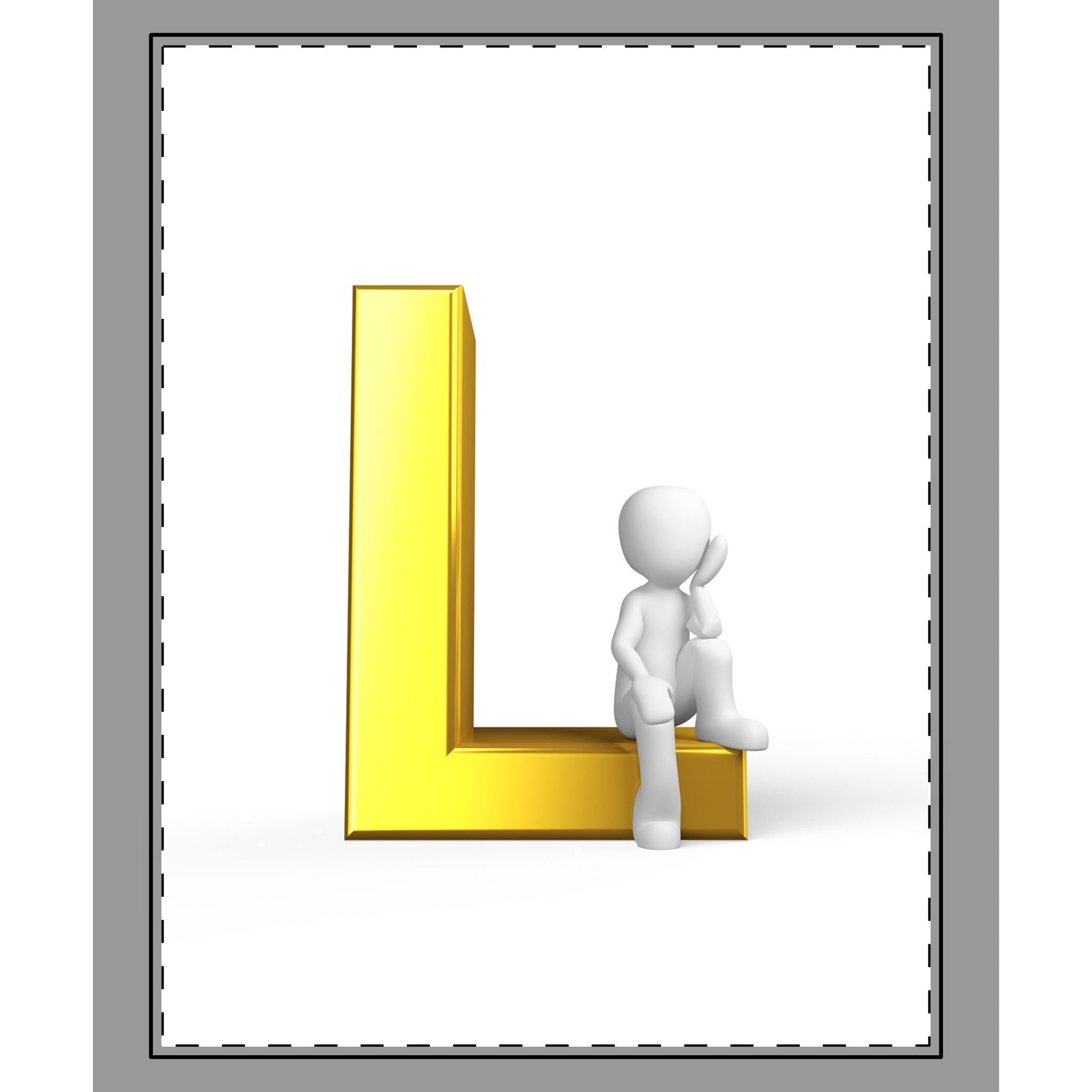 3D Gold Letter L with Sitting Figure coverlet