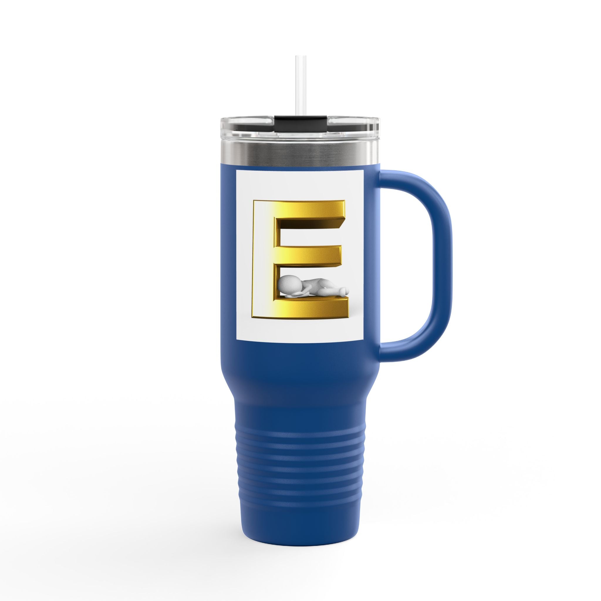 Gold Letter E Monogram Travel Mug | 40oz Insulated Tumbler