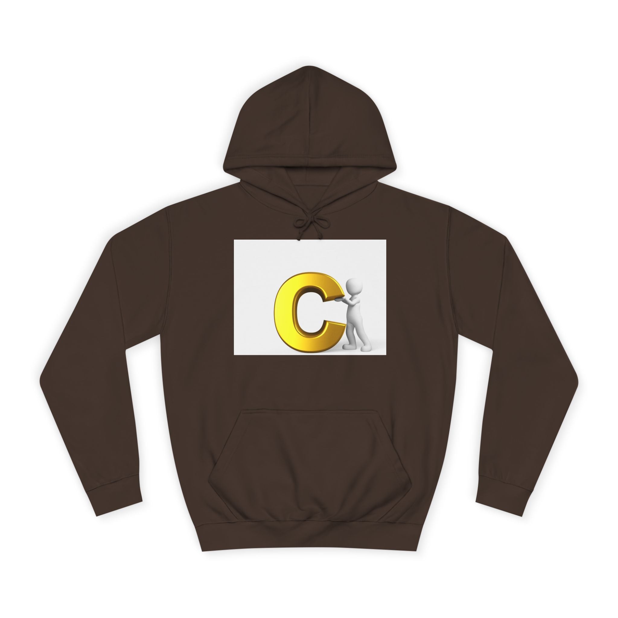 Sweat à capuche jaune 3D lettre C avec personnage | Sweat-shirt monogramme initial