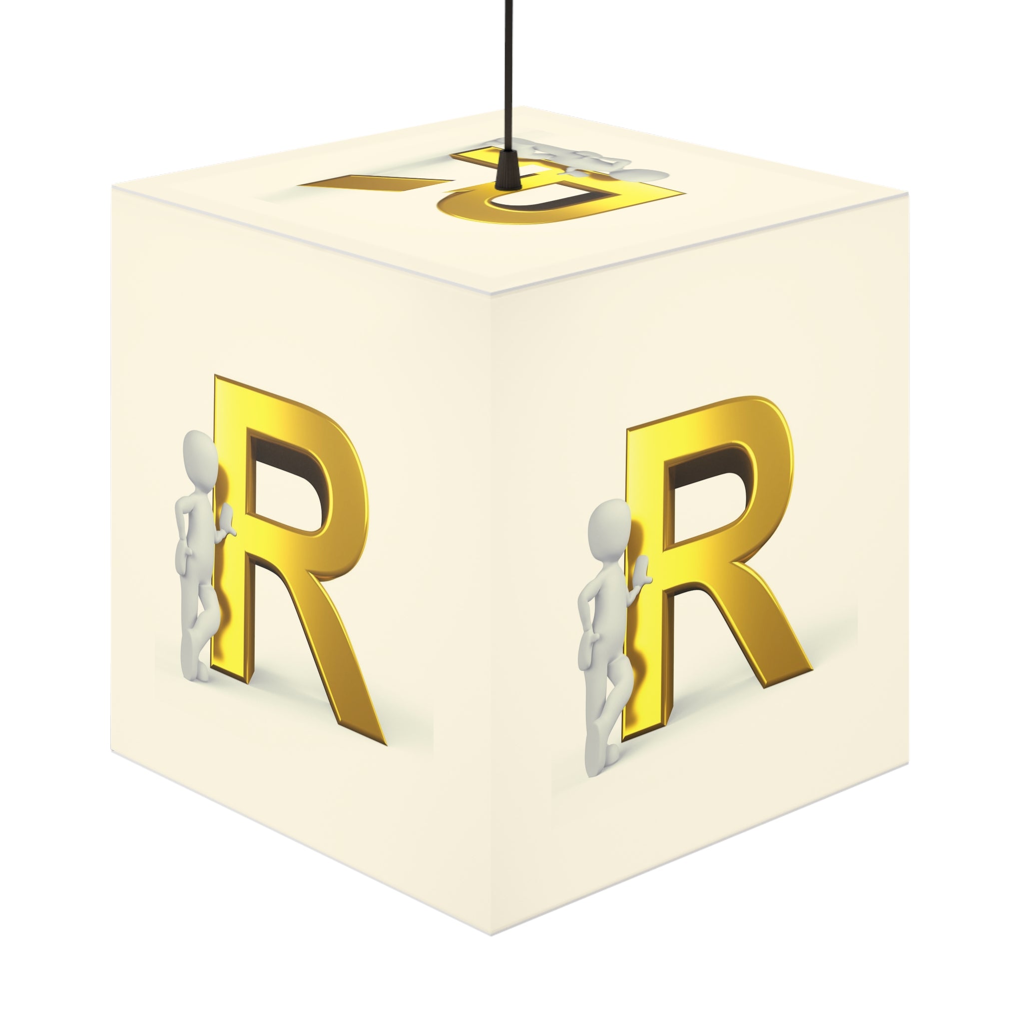 Gold Letter R Cube Lamp | Personalized Initial Light Cube
