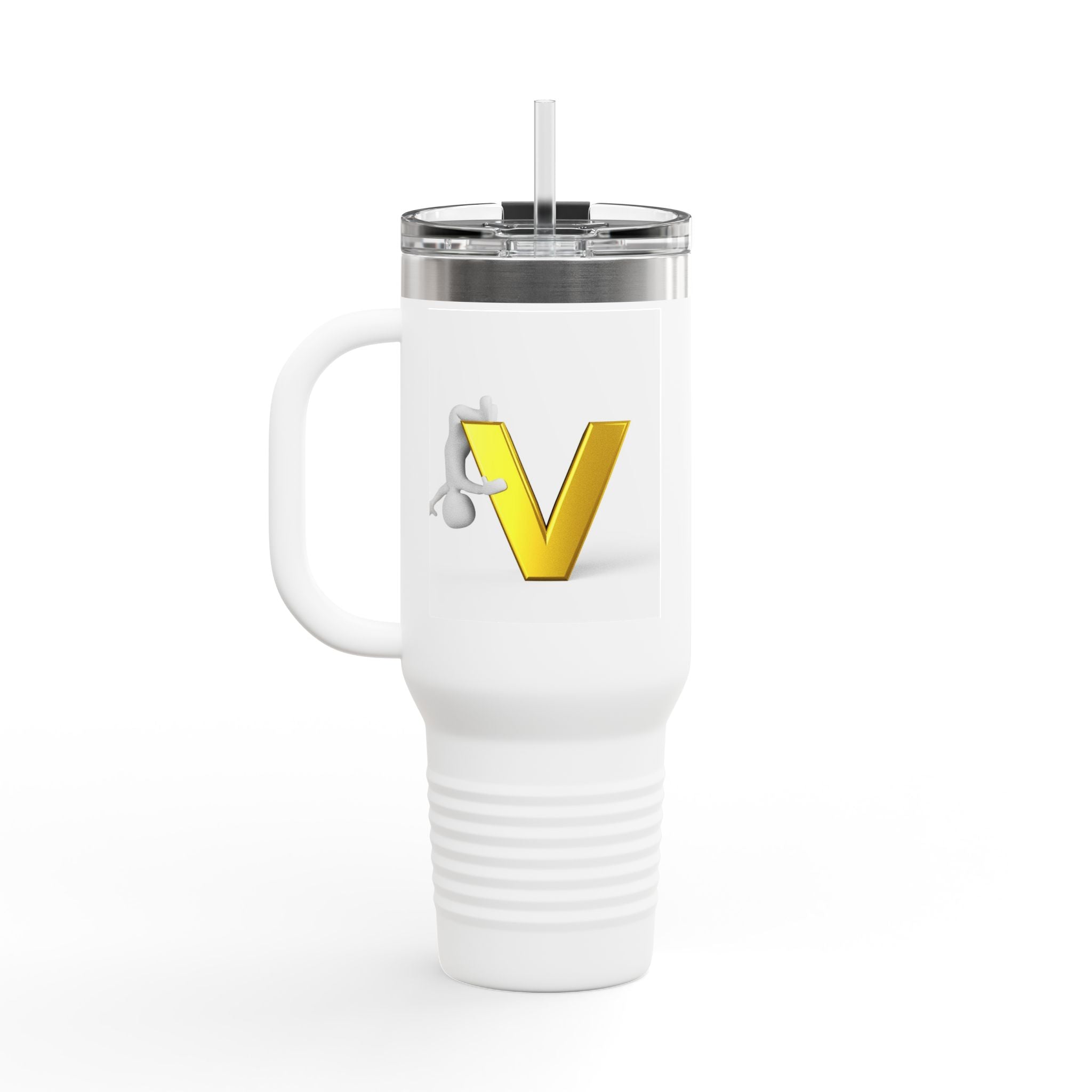 Gold Letter V Monogram Travel Mug | 40oz Insulated Tumbler