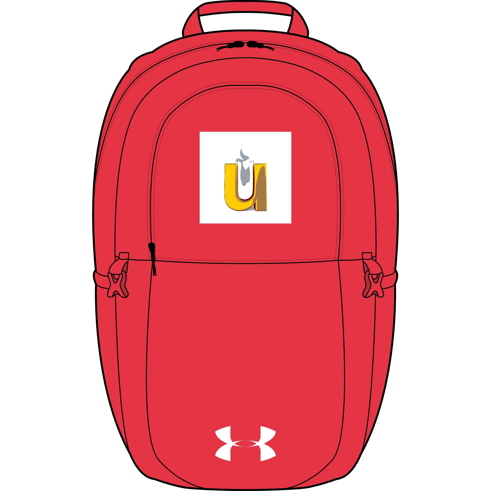 Gelber Rucksack mit Monogramm „U“ | Bestickter Rucksack im Under Armour Stil
