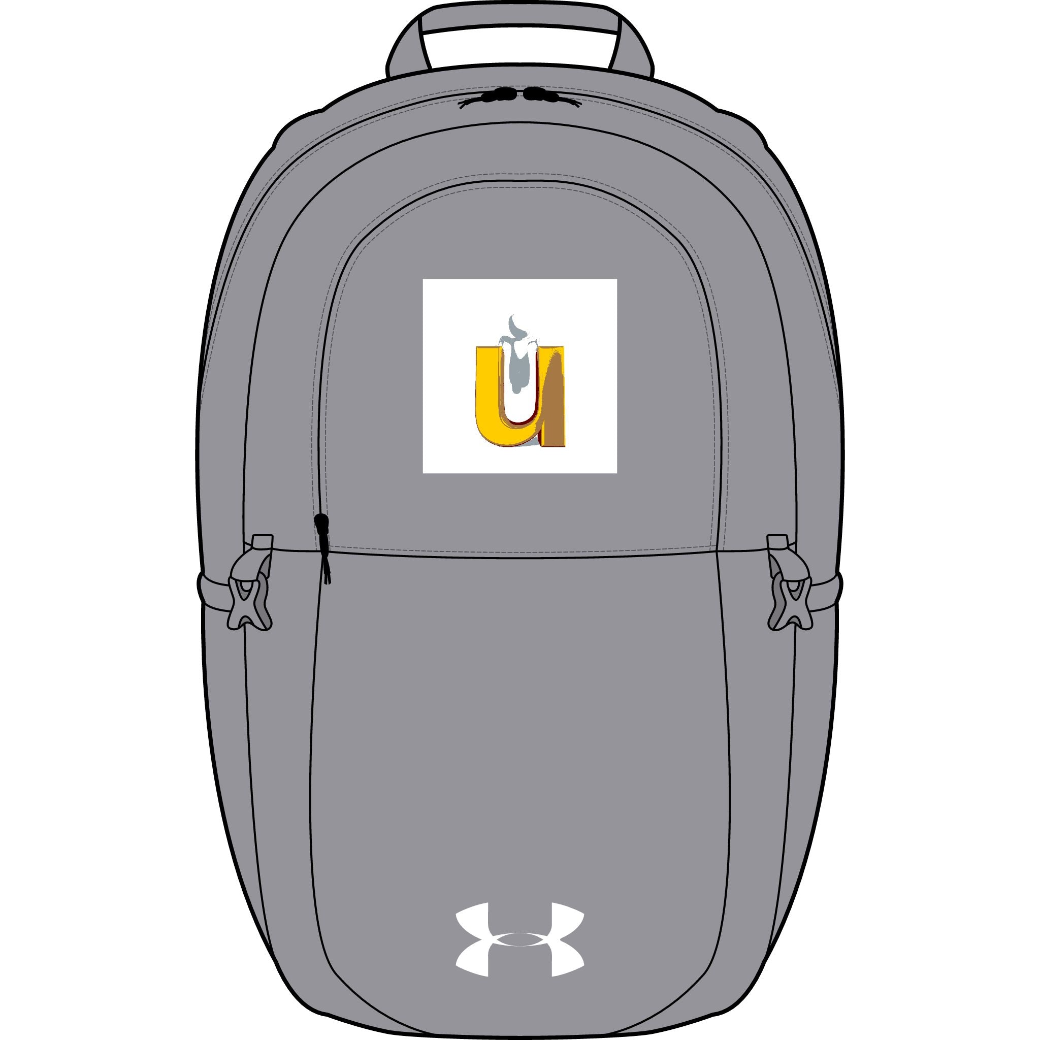 Gelber Rucksack mit Monogramm „U“ | Bestickter Rucksack im Under Armour Stil