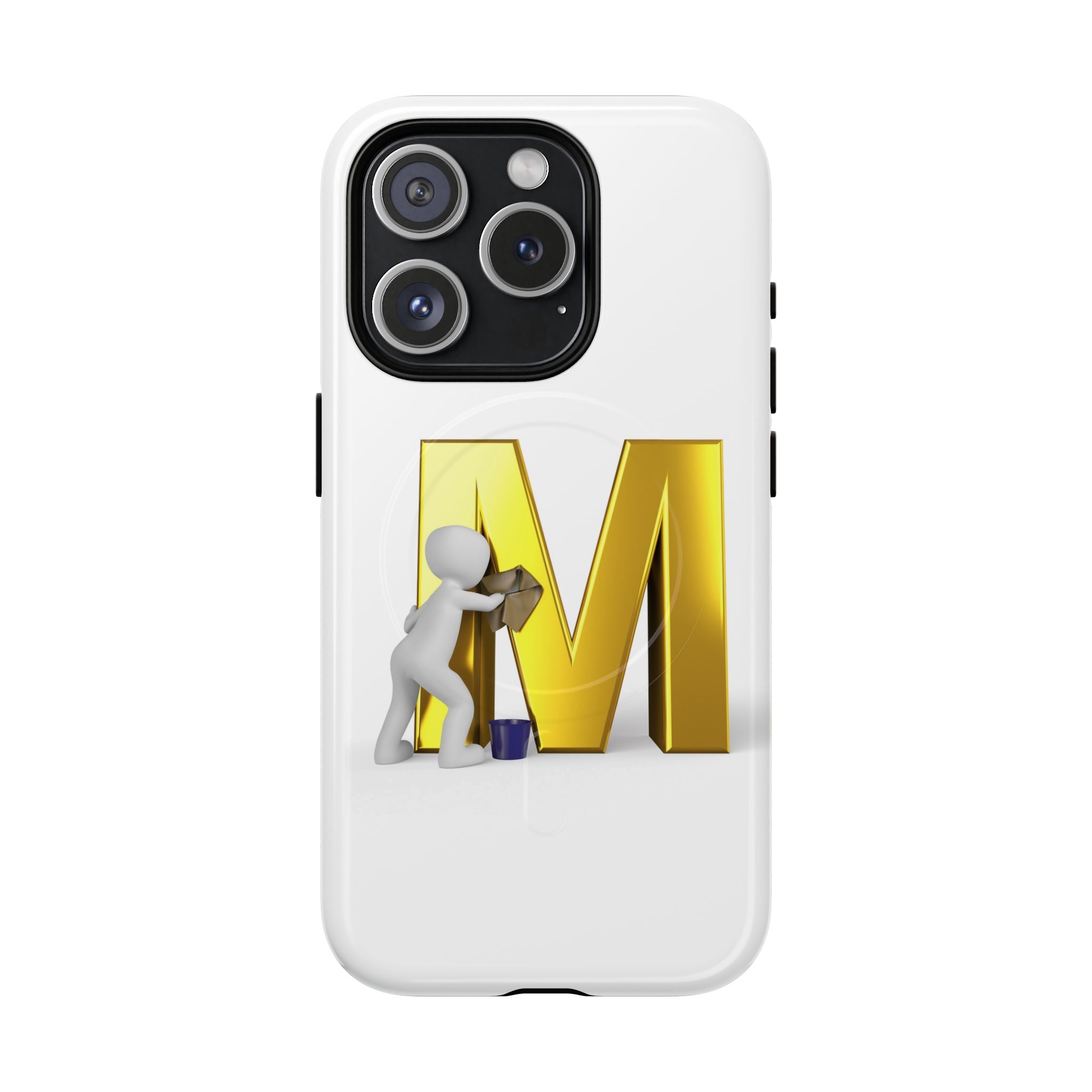 Coque de téléphone aimantée et robuste avec lettre M dorée | Coque magnétique résistante