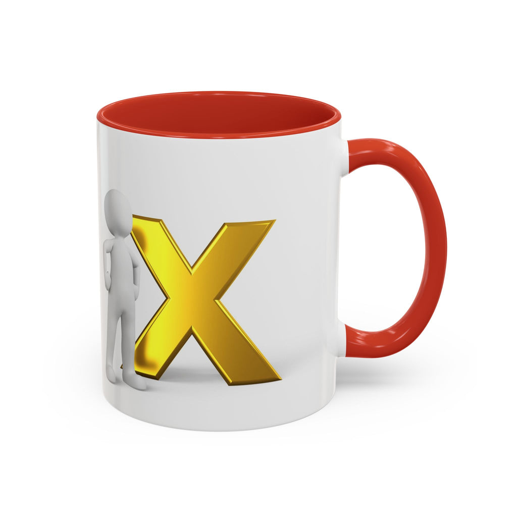 3D Gold X with Figure Mug | Accent Coffee Mug