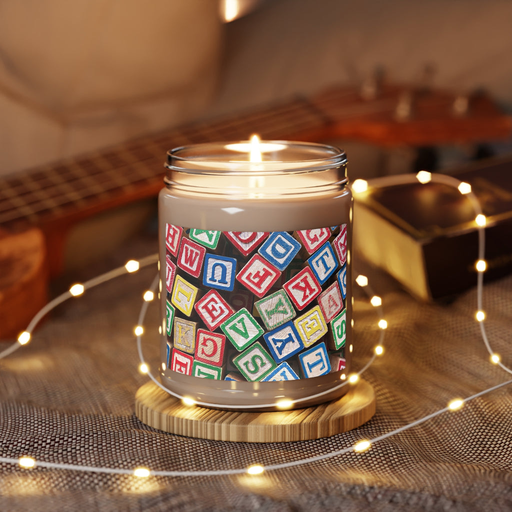 Colorful Wooden Alphabet Blocks Candle | Soy Candle Jar, 9oz