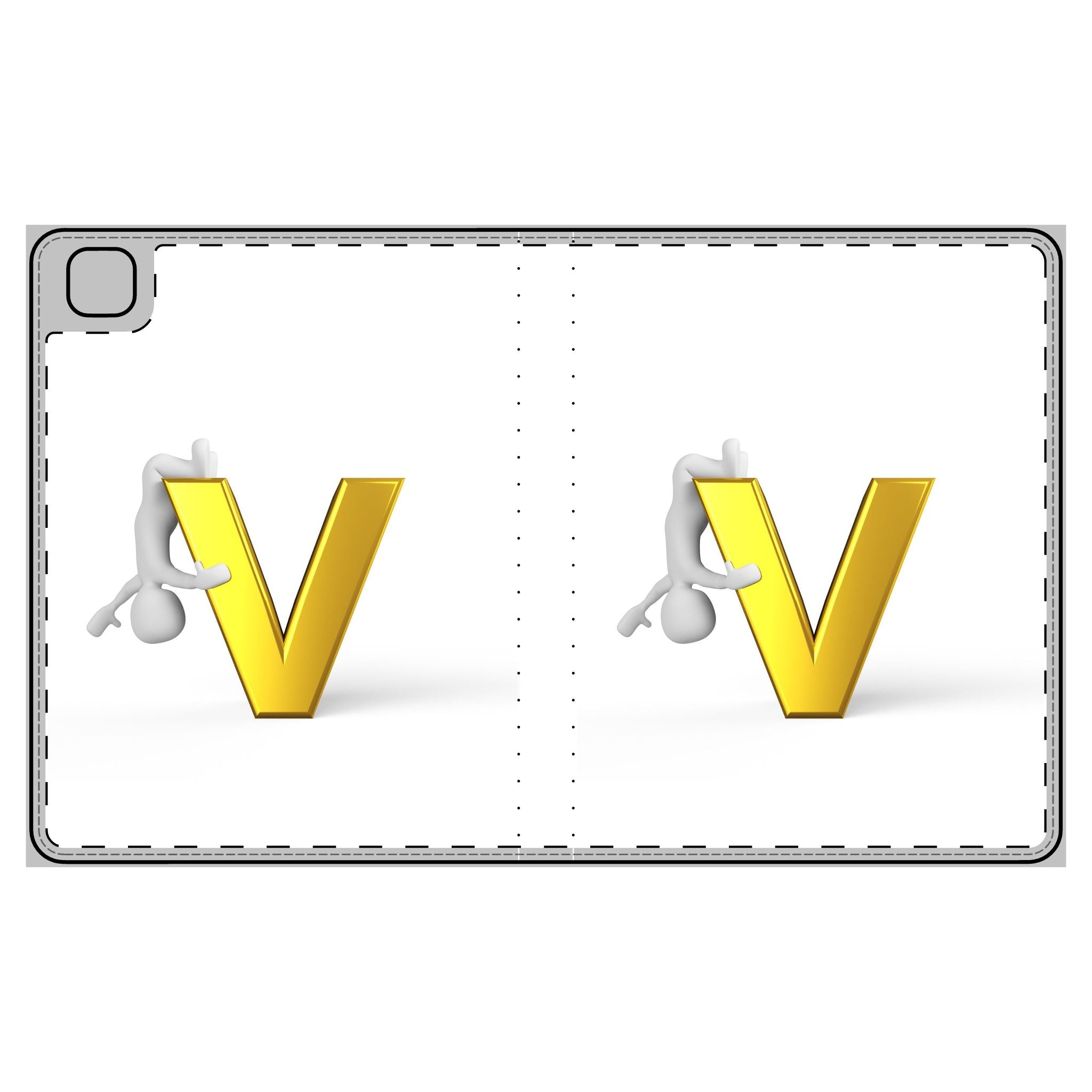 3D Letter V Character Tablet Folio Case | Monogram V Tablet Cover