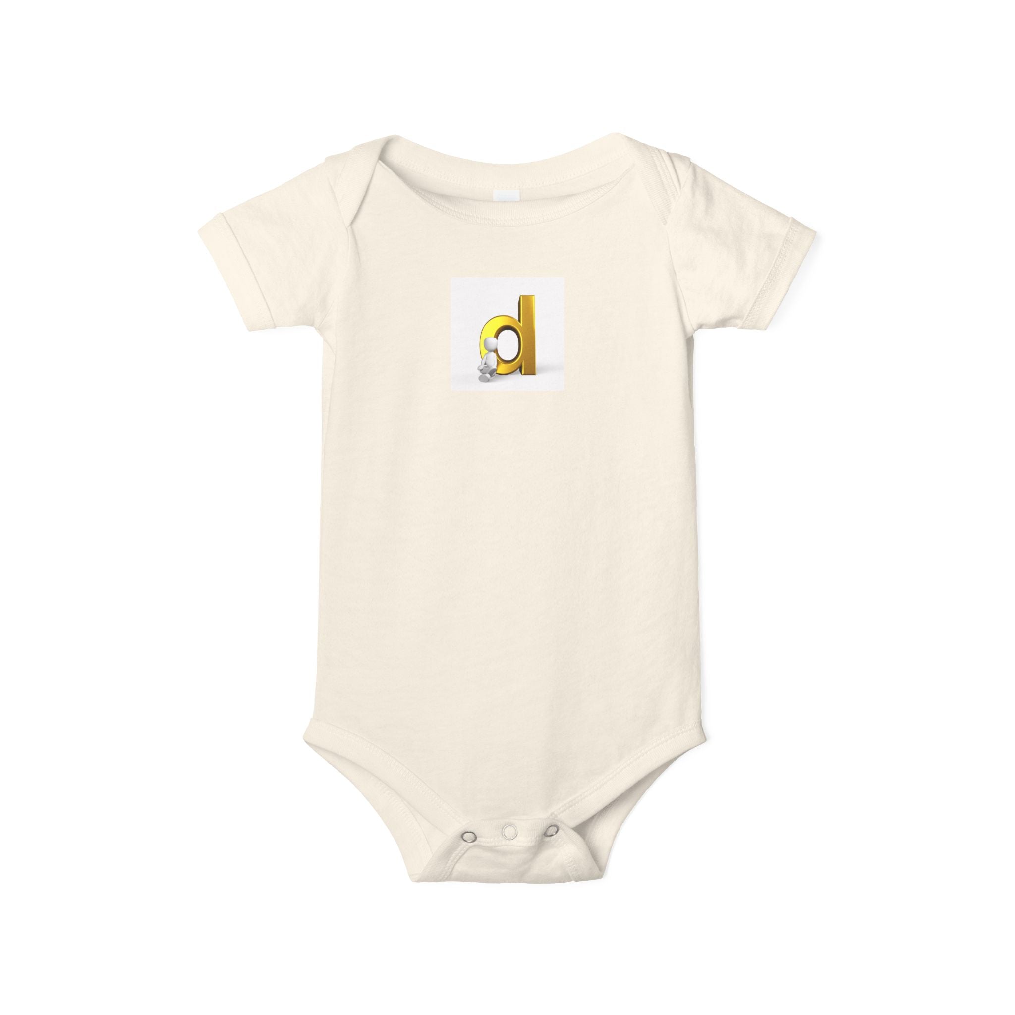 Body pour bébé lettre D | Combinaison jaune 3D initiale pour nourrisson