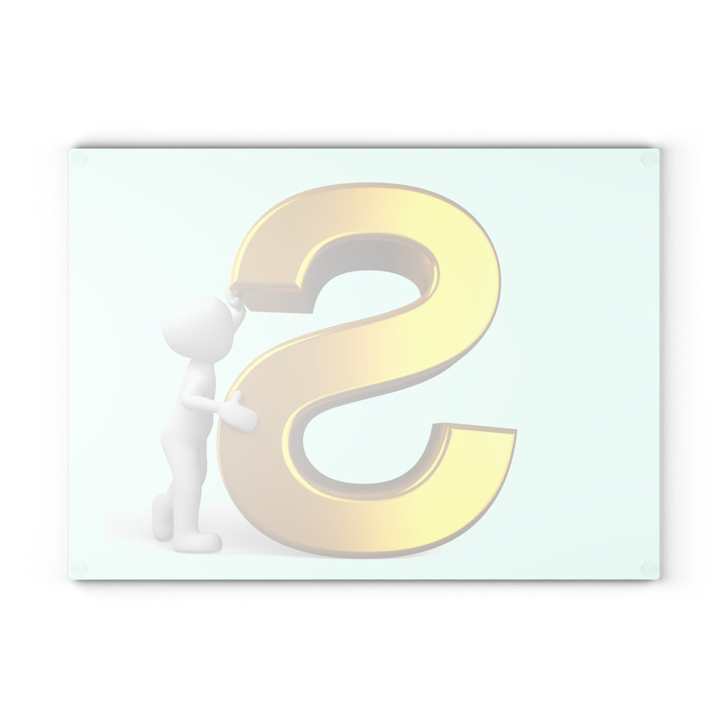 Gold Letter S Graphic Glass Cutting Board | Monogram Initial Kitchen Decor