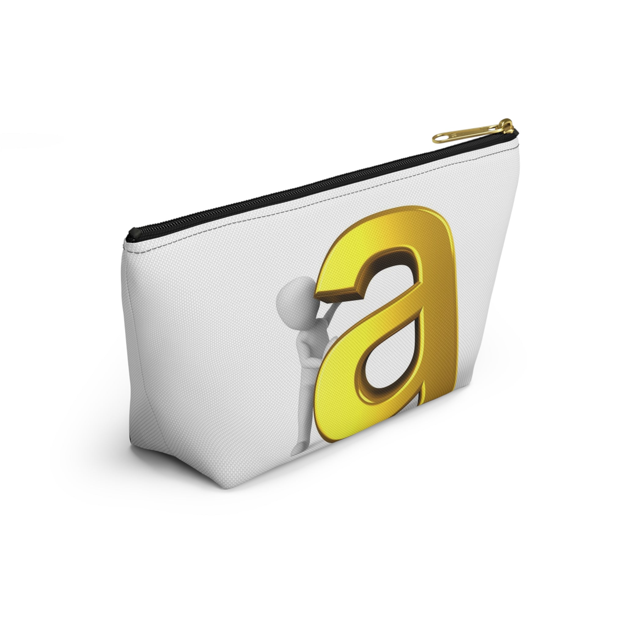 Gold Letter A Monogram Accessory Pouch | T-Bottom Makeup Bag