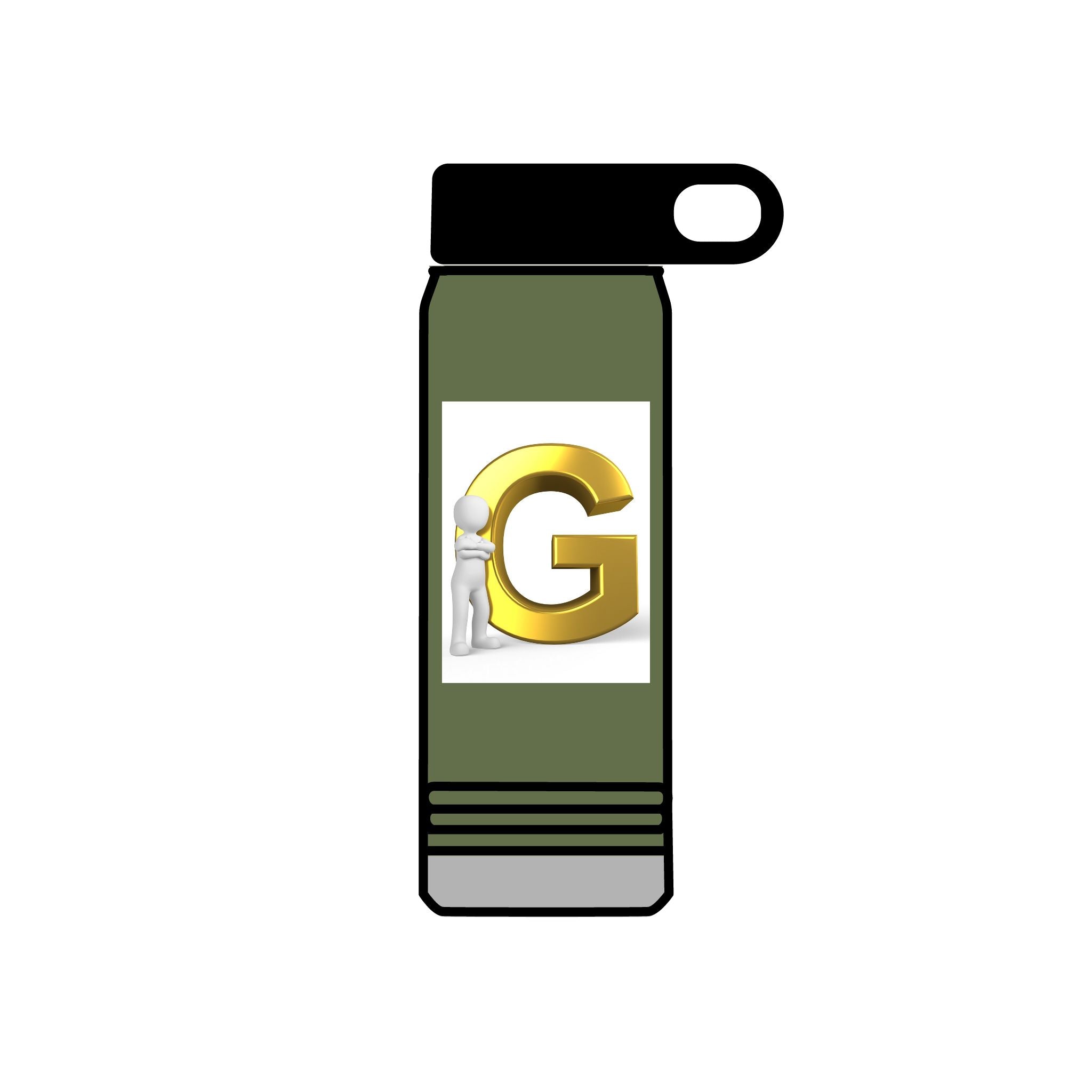 Gold Letter G Initial Water Bottle | 20oz