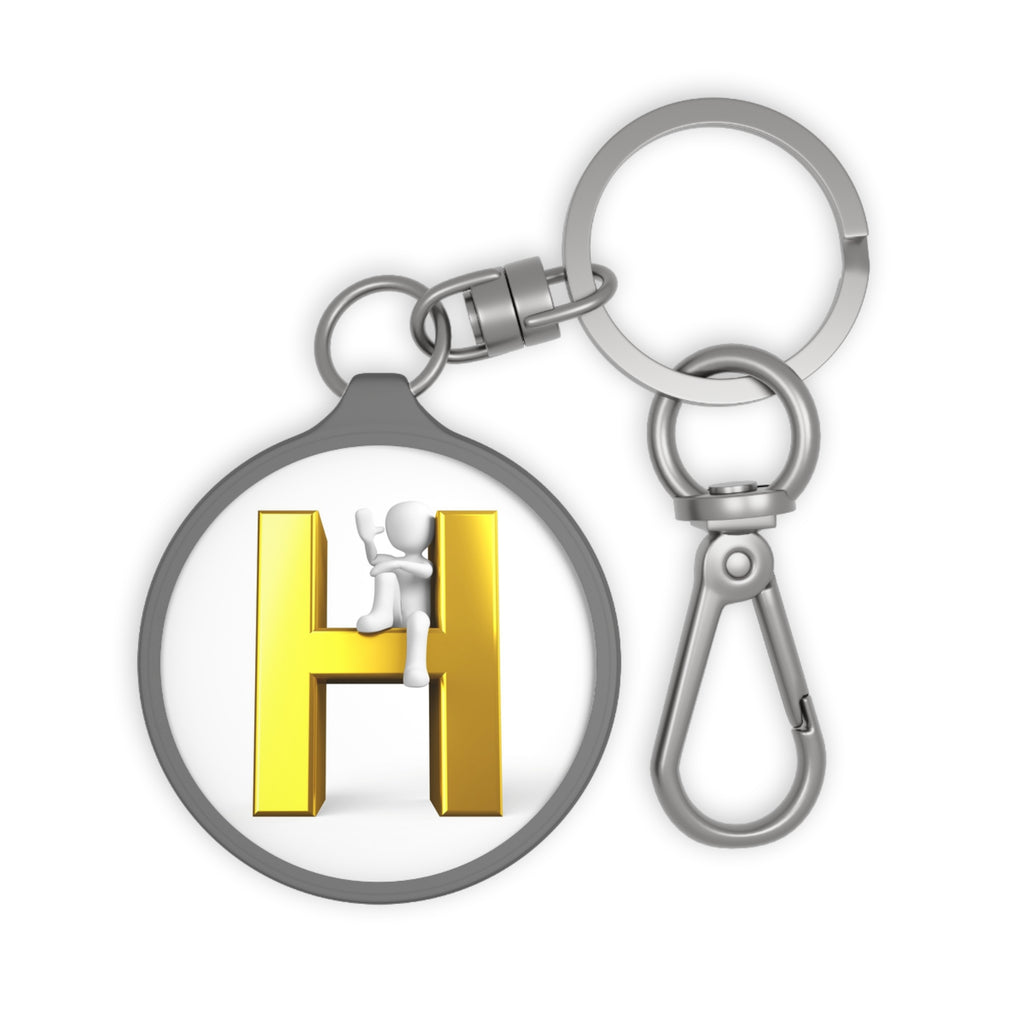 Gold 3D Letter H Keyring Tag | Initial H Keychain