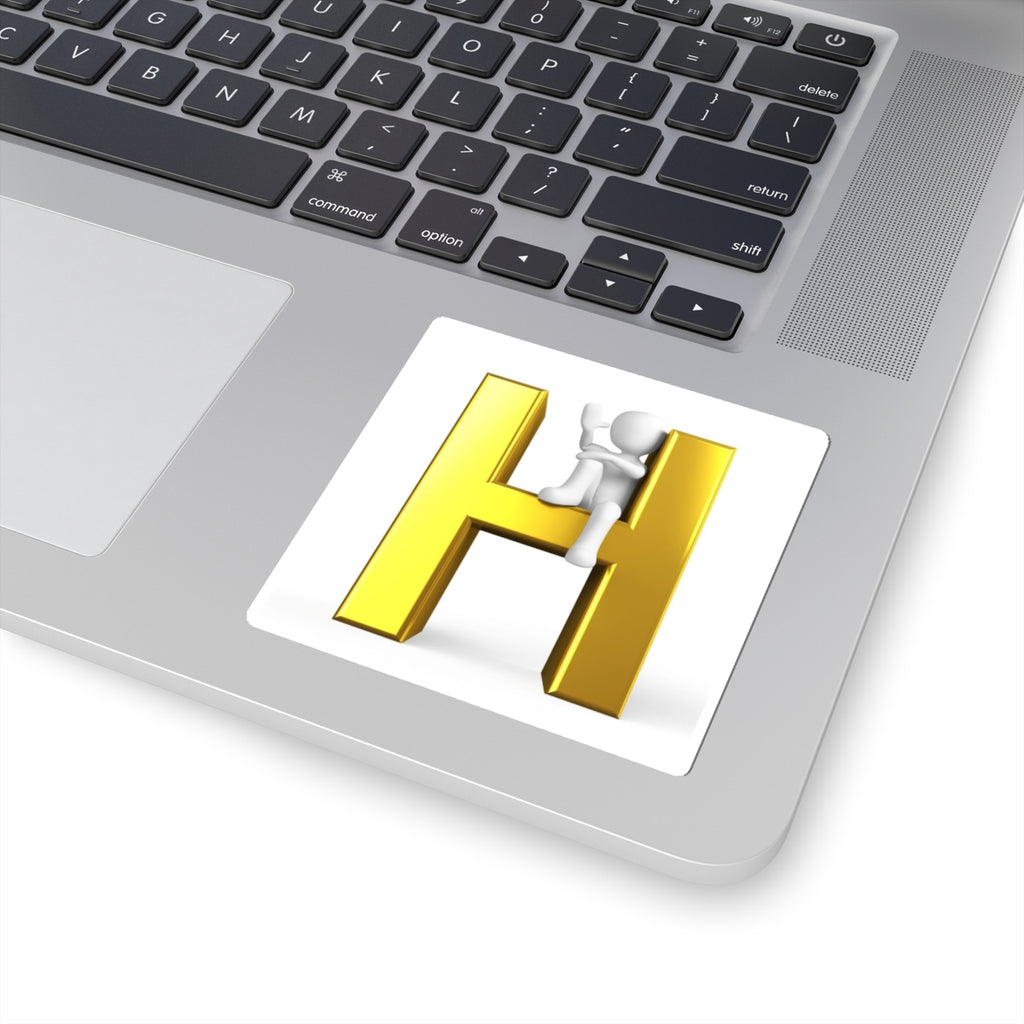Gold 3D Letter H with Character Sticker