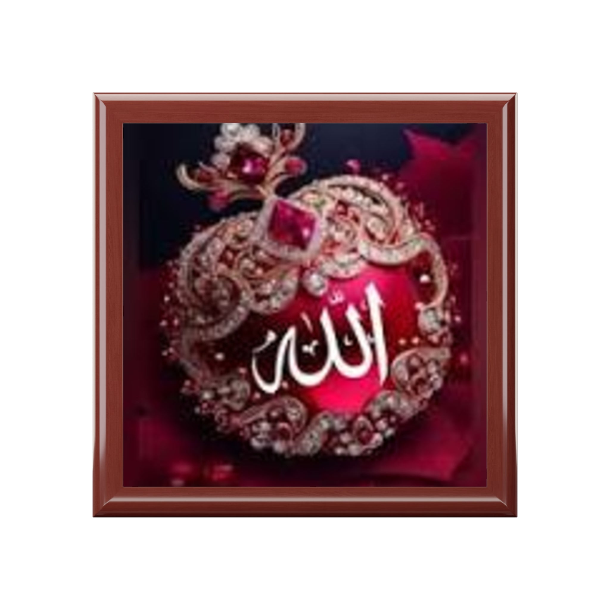 Boîte à bijoux cœur calligraphie Allah | Boîte à bibelots script islamique