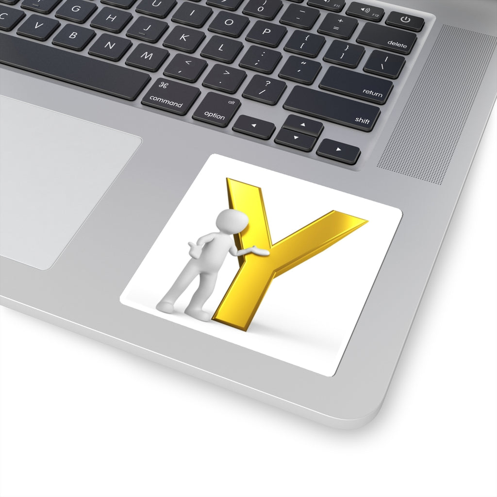Gold Letter Y with 3D Figure Sticker | Kiss-Cut Sticker