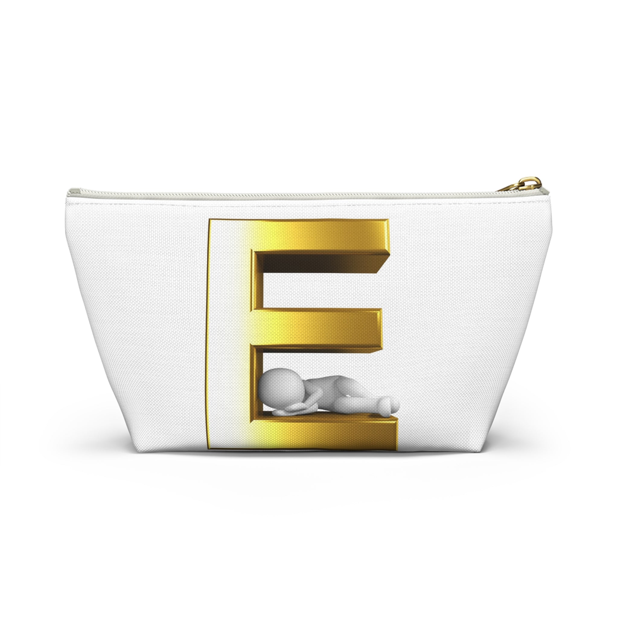 Golden Letter E with Sleeping Baby Accessory Pouch