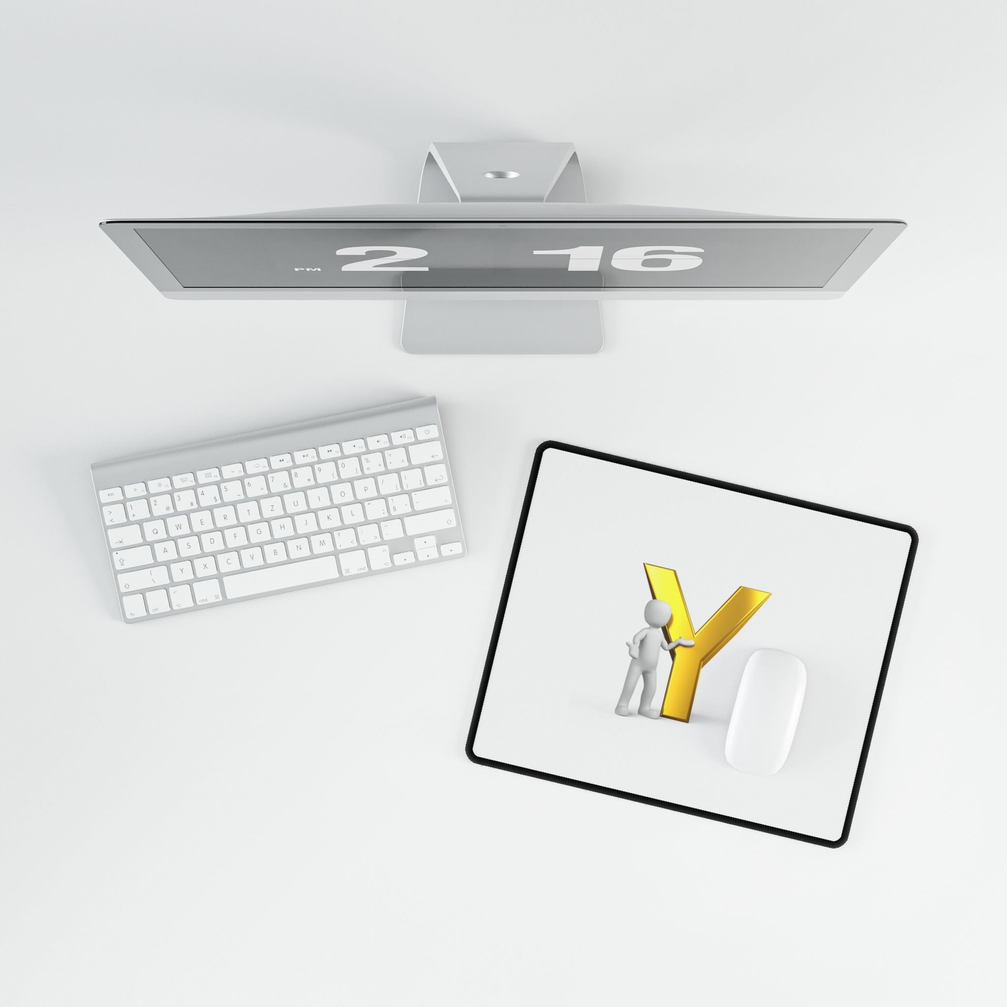 Gold Letter Y with 3D Figure Desk Mat | Alphabet Initial Desk Mat