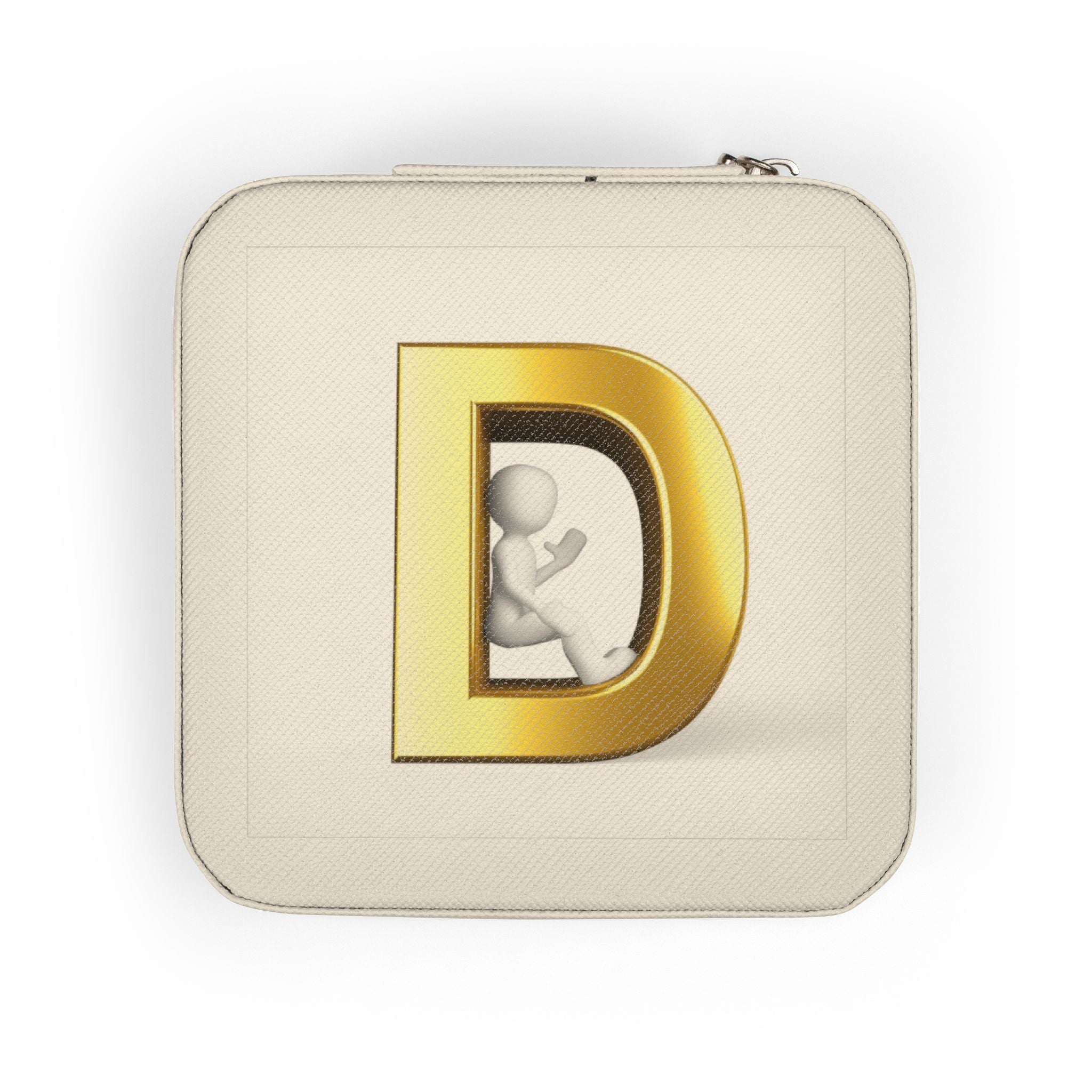 Gold Monogram D Jewelry Travel Case | Compact Pink Jewelry Box