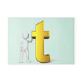 Gold Letter T Figurine Glass Cutting Board | Decorative Kitchen Board