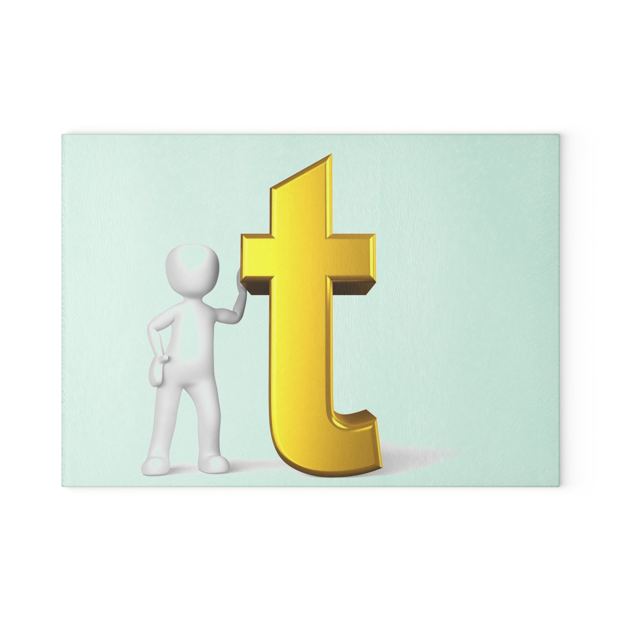 Gold Letter T Figurine Glass Cutting Board | Decorative Kitchen Board
