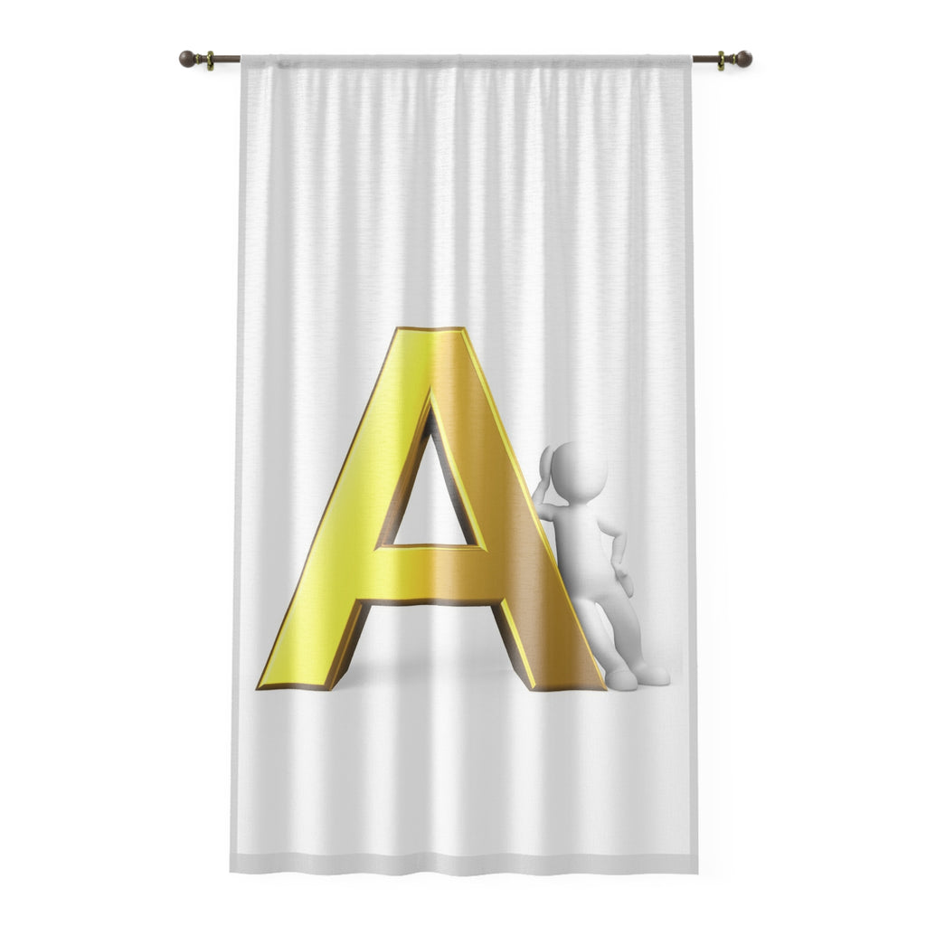 Gold Letter A with Figure Window Curtain | Monogram Initial Curtain